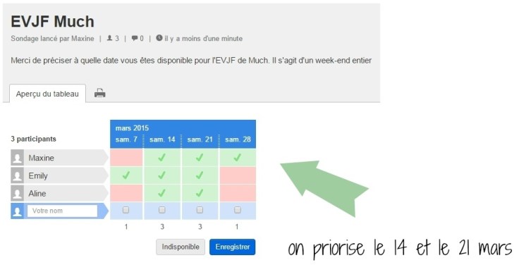 Organiser un EVJF reussi - Doodle date