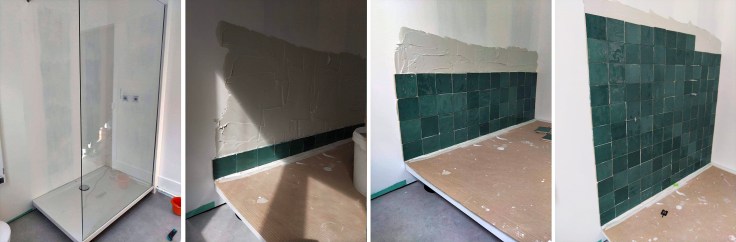 Renovation salle de bain ancienne pose faience zellige