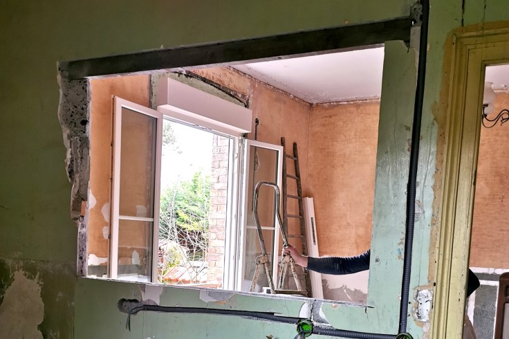 Renovation cuisine ancienne ouverture verriere
